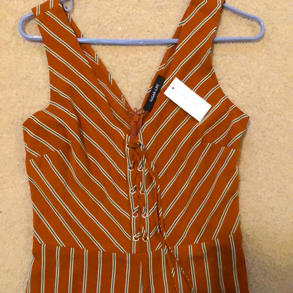 Orange rust jumpsuit tall with stripes - Picture 3 of 6